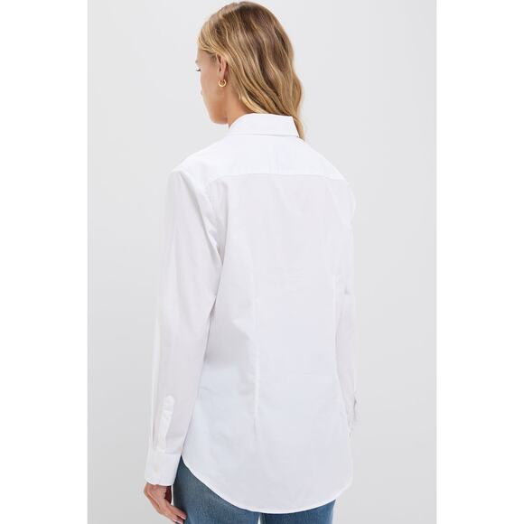 THE SHIRT BY ROCHELLE BEHRENS White Poplin Boyfriend Shirt Size M NWT - Picture 2 of 8